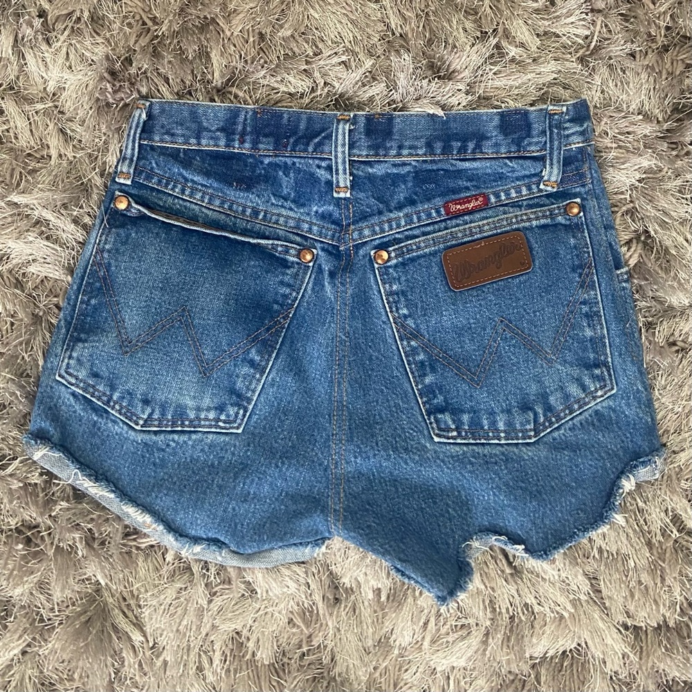 Wrangler Distressed Blue Denim Jean Shorts - Picture 6 of 10